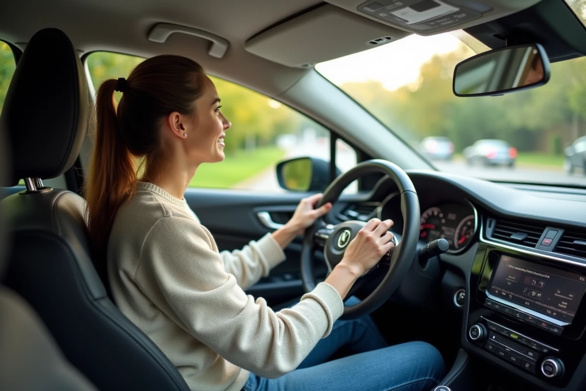 Jeune femme au volant d