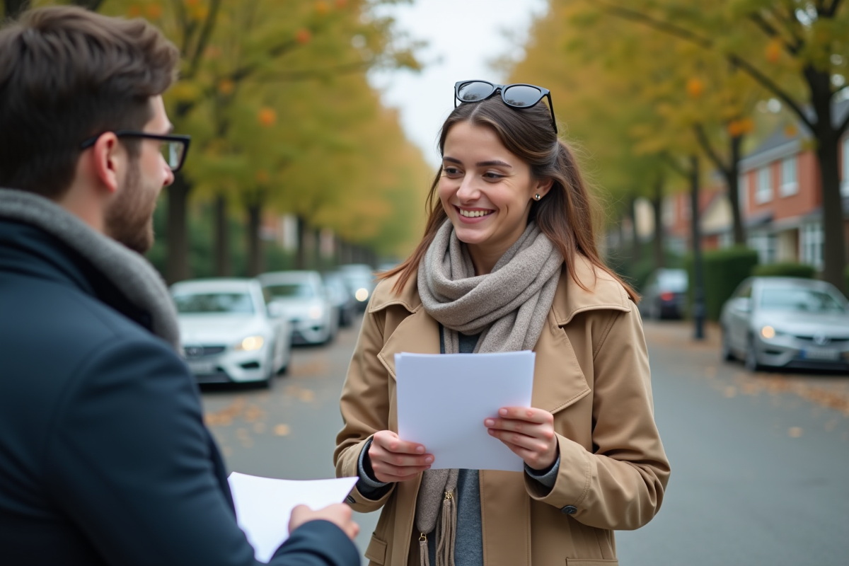 Jeune femme échangeant des informations d