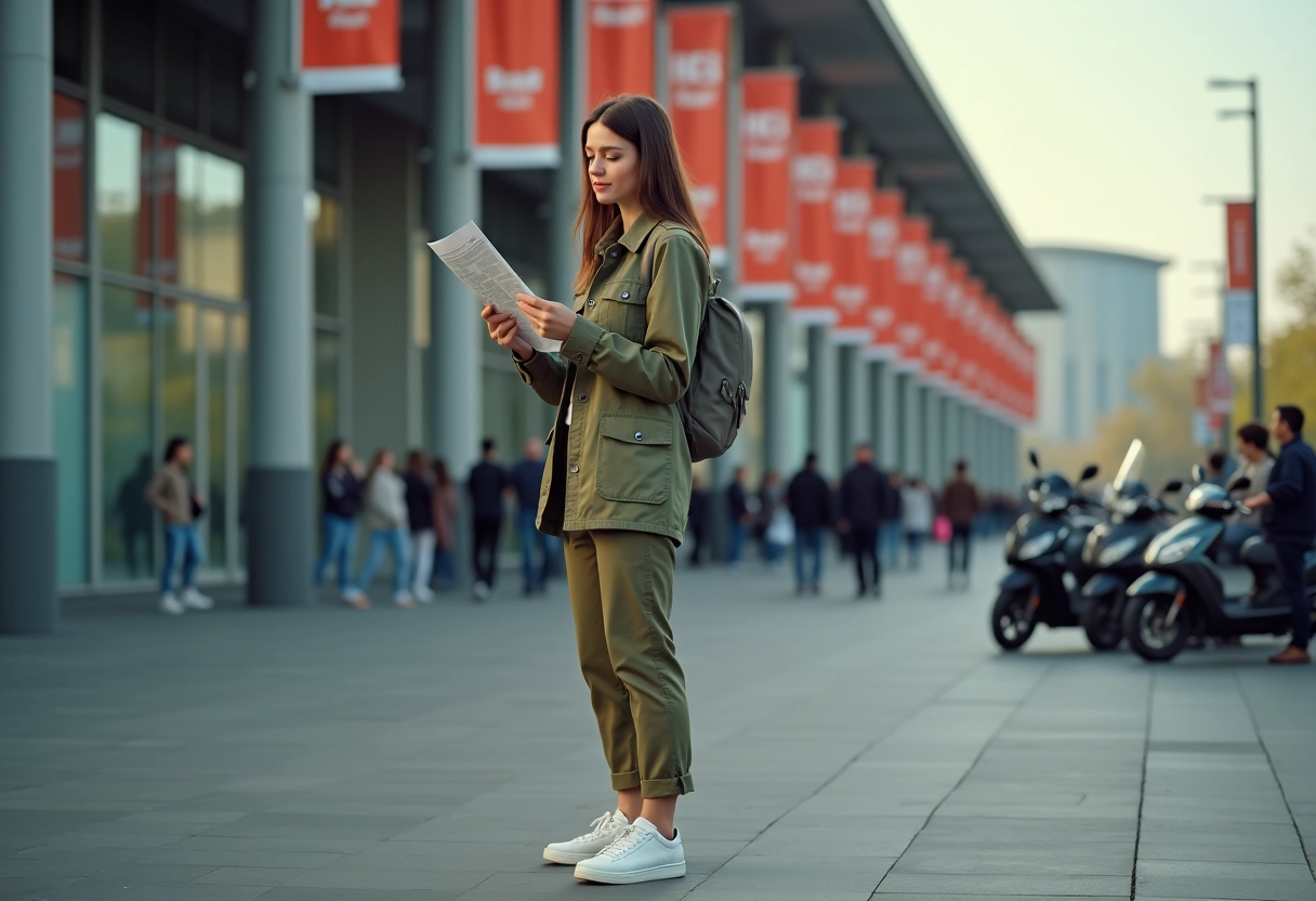 Jeune femme avec carte à l