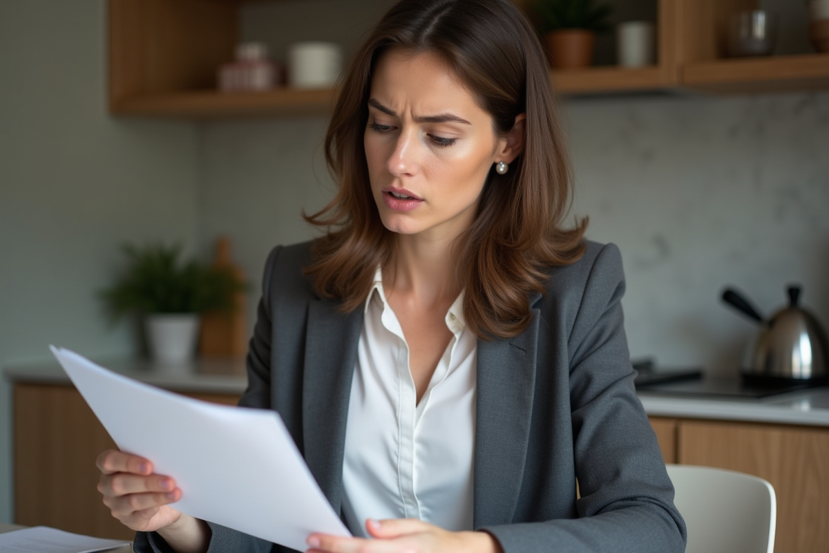 Femme professionnelle en blazer étudiant un document
