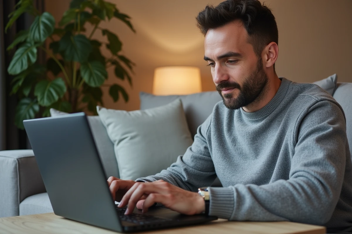 Homme recherchant la date de délivrance de son permis de conduire sur un site gouvernemental en ligne